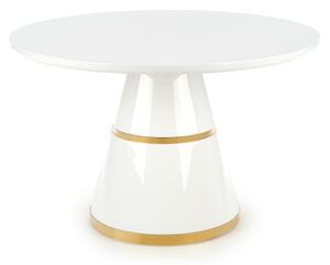 Kulatý jídelní stůl VEGAS, 120x76x120, bílá/zlatá