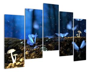 Obraz - modří motýli (125x90cm)