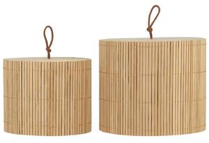 IB Laursen Sada 2 kulatých krabic s bambusovým víkem