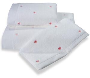 Ručník MICRO LOVE 50x100 cm - Bílá / růžové srdíčka, Soft Cotton
