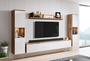 Obývací stěna URAL XL, wotan/bílá lesk