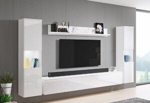 Obývací stěna URAL XL, bílá/bílá lesk