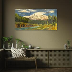 Obraz na skle Obraz na skle Malování hory mraky