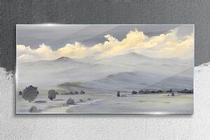 Obraz na skle Obraz na skle Zimní malování hory mraky