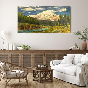 Obraz na skle Obraz na skle Malování hory mraky