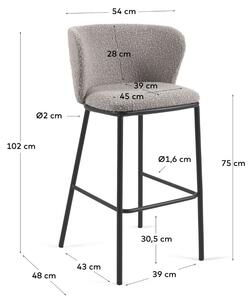 Světle šedá látková barová židle Kave Home Ciselia 75 cm
