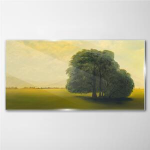 Obraz na skle Obraz na skle Malování stromů obloha pole