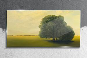 Obraz na skle Obraz na skle Malování stromů obloha pole
