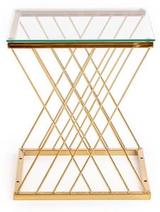 Konferenční stolek FEDERICA, 45x52,5x39, zlatá/sklo