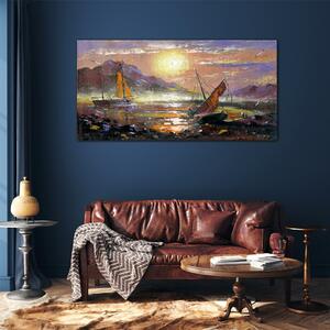 Obraz na skle Obraz na skle Malování čluny