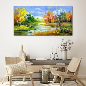 Obraz na skle Obraz na skle Malování lesní řeka příroda