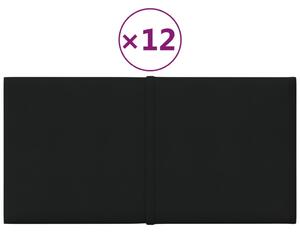 Nástěnné panely 12 ks černé 30 x 15 cm textil 0,54 m²