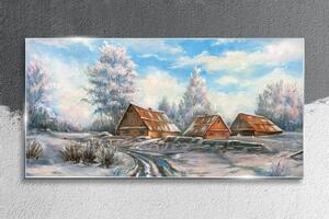 Obraz na skle Obraz na skle Zimní chata strom volně žijících živočichů