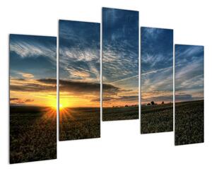 Západ slunce na poli - moderní obraz (125x90cm)