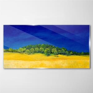 Obraz na skle Obraz na skle Pole malování oblohy stromy