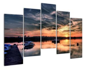 Západ slunce v přístavu - obraz na stěnu (125x90cm)