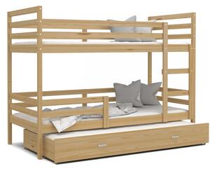 Patrová postel JACEK pro 3 osoby s přistýlkou (Borovice)