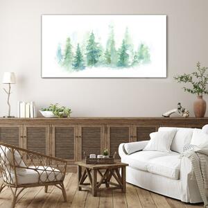 Obraz na skle Obraz na skle Lesy akvarel stromu