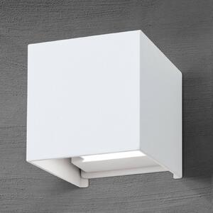 ORION LED venkovní nástěnné svítidlo Cube, bílé, kov, 10 cm, nahoru/dolů, Bílá / opál, Hliník, Moderní, Nástěnné svítidlo / světlem dolů