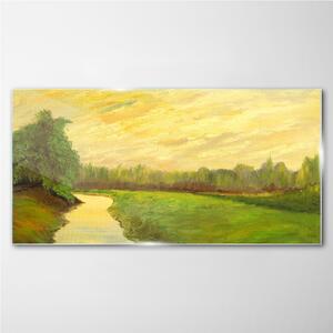 Obraz na skle Obraz na skle Malování řeky přírody