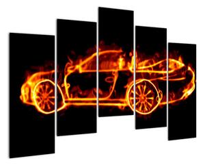 Obraz hořícího auta (125x90cm)