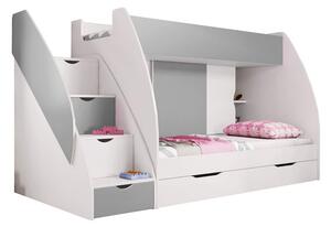 Patrová postel MARCINEK včetně úložného prostoru (Šedá)