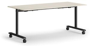 Mobilní stůl MATCH, 180x80 cm, černá podnož, bříza