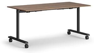 Mobilní stůl MATCH, 160x80 cm, černá podnož, ořech