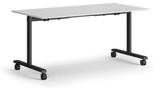 Mobilní stůl MATCH, 160x80 cm, černá podnož, bílá