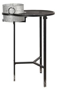 Kovový odkládací stolek s plechovým kyblíkem Stephan - 73*62*111 cm