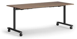 Mobilní stůl MATCH, 180x80 cm, černá podnož, ořech
