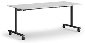 Mobilní stůl MATCH, 180x80 cm, černá podnož, bílá