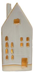 Béžový porcelánový domek s LED světýlky Chrie - 8*5*18 cm
