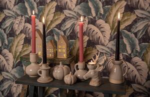 Béžový porcelánový svícen na čajovou svíčku Jelen Chrie - 15*12*21 cm