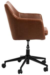 Scandi Koňakově hnědá koženková konferenční židle Marte