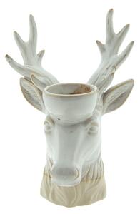 Béžový porcelánový svícen na čajovou svíčku Jelen Chrie - 12*11*18 cm