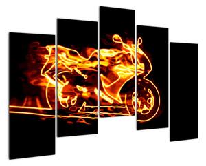 Hořící motorka - obraz (125x90cm)