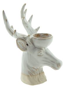 Béžový porcelánový svícen na čajovou svíčku Jelen Chrie - 15*12*21 cm