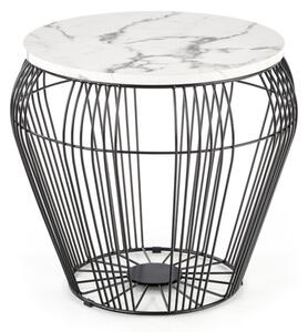 Konferenční stolek GRAVELI, 56x52x56, bílý mramor/černá