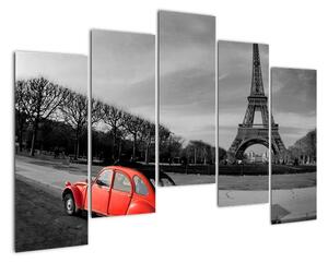 Trabant u Eiffelovy věže - obraz na stěnu (125x90cm)