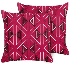 Sada 2 venkovních polštářů MEZZANO Geometrický vzor 45 x 45 cm Růžová