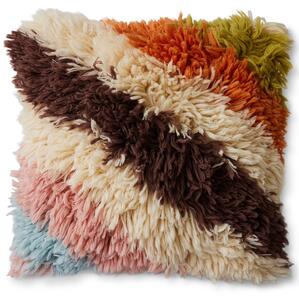 Vlněný polštář Fluffy Striped 55 × 55 cm