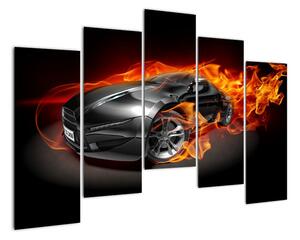 Obraz hořící auto (125x90cm)