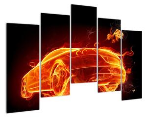Obraz hořící auto (125x90cm)