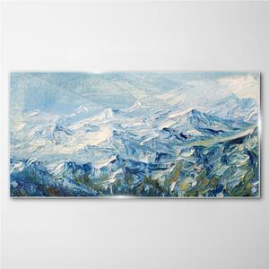 Obraz na skle Obraz na skle Zimní malování hory