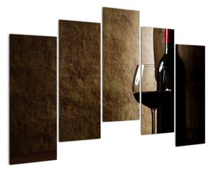 Láhev vína - moderní obraz (125x90cm)