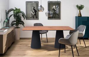 Hnědý dubový jídelní stůl Marco Barotti 180 x 90 cm s matnou černou podnoží