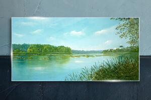 Obraz na skle Obraz na skle Jezero Las Příroda
