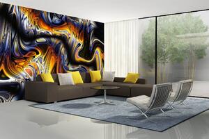 DIMEX | Vliesová fototapeta Horizontální abstraktní pozadí MS-5-2520 | 375 x 250 cm | modrá, bílá, černá, oranžová