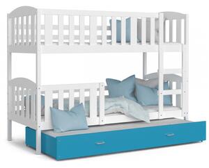 Patrová postel JAKUB pro 3 osoby s přistýlkou (Bílá), Modrá